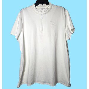 Chicos Zenergy UPF Ruffle‎ Collar 1/4 Zip Polo Size 4 XXL NWT Stretch Outdoor